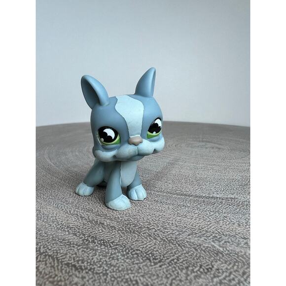 Littlest Pet Shop #857 Gray White Boston Terrier Green Moon Eyes 2004 - Picture 1 of 5